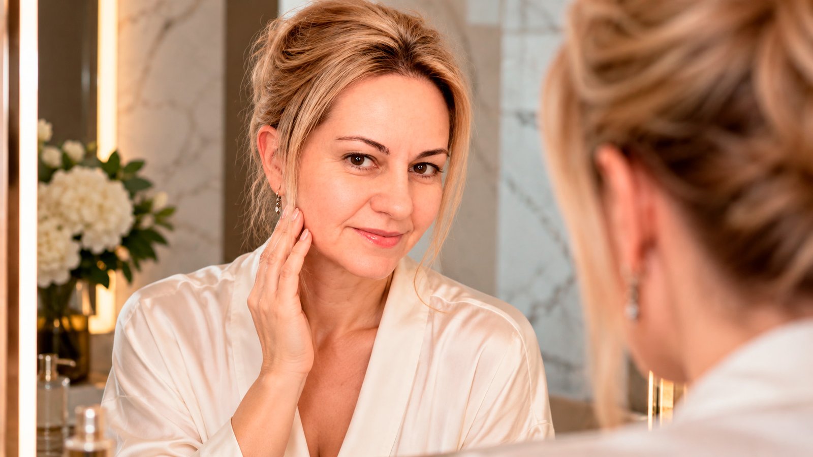 Woman considering facial rejuvenation treatments
