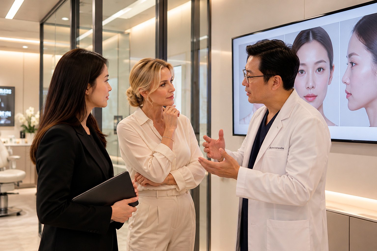 Discussion of plastic surgery treatment options