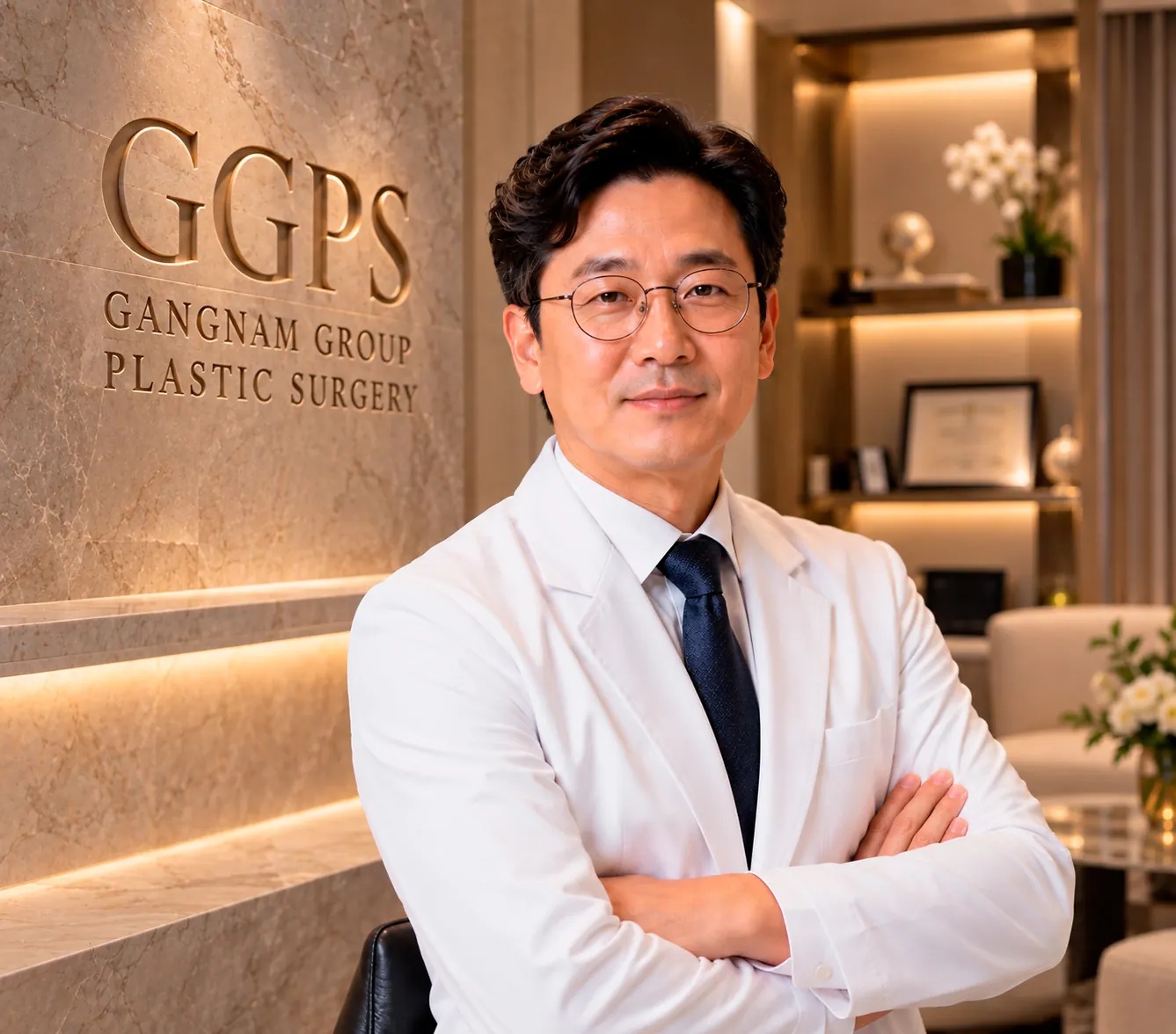 Illustration of a Korean plastic surgery consultation